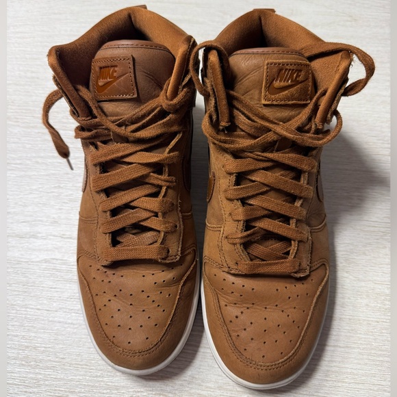Nike Dunk High Wheat Brown Leather Women’s 8.5 - Picture 8 of 9